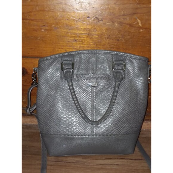 Jewell Handbag Thirty-One Cross Body Grey Snake Skin  Loaded with Pockets - Picture 2 of 8